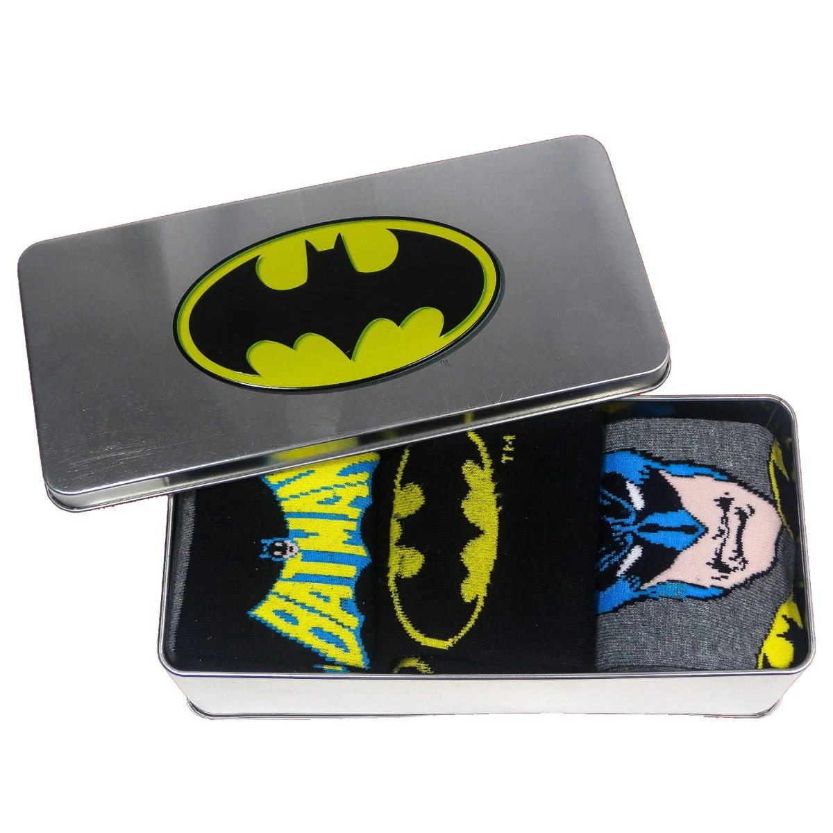 Batman Socks (3 Pairs) Metal Tin