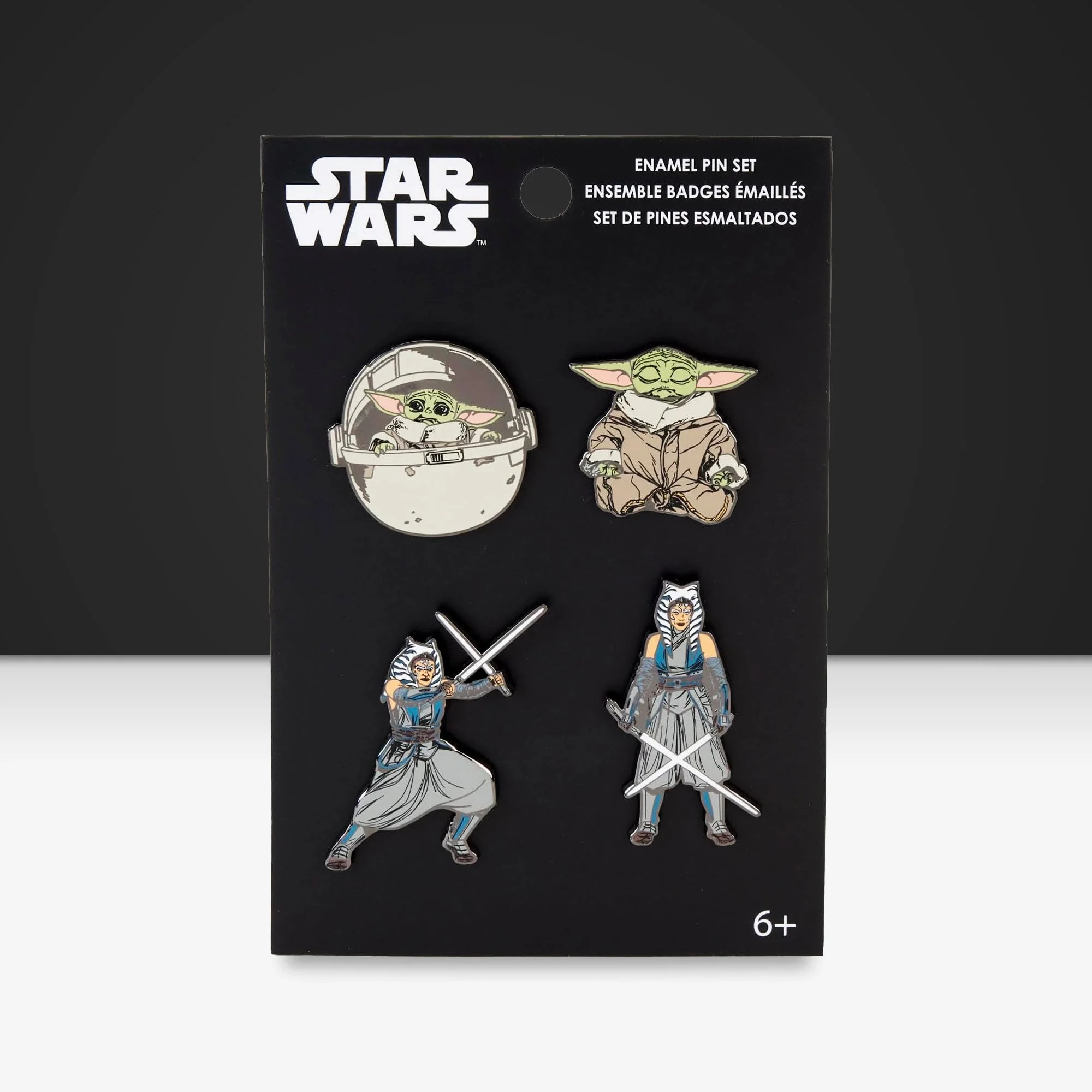 Star Wars The Mandalorian Grogu and Ahsoka 4 Piece Pin Set