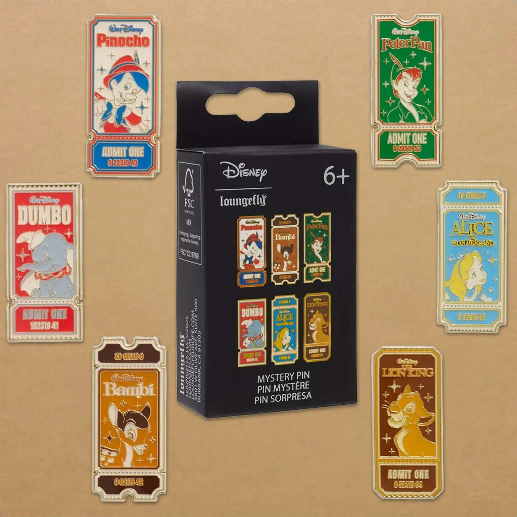 Loungefly x Disney Classic Films Ticket Stub Blind Box Mystery Pin
