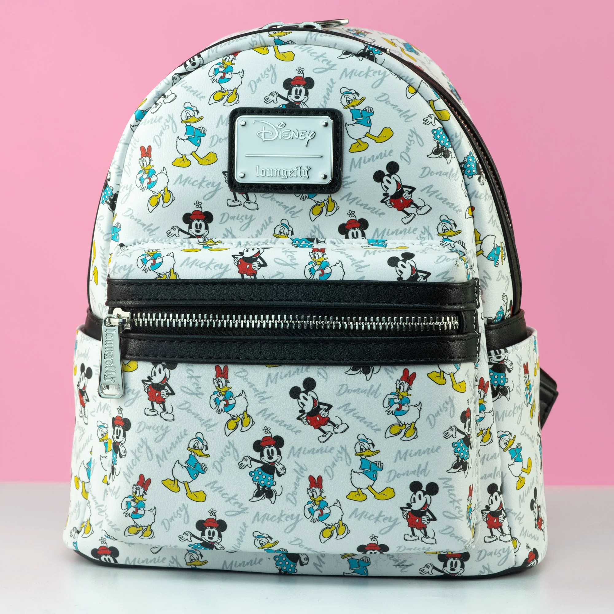 Loungefly x Disney Mickey, Minnie, Donald and Daisy AOP Mini Backpack