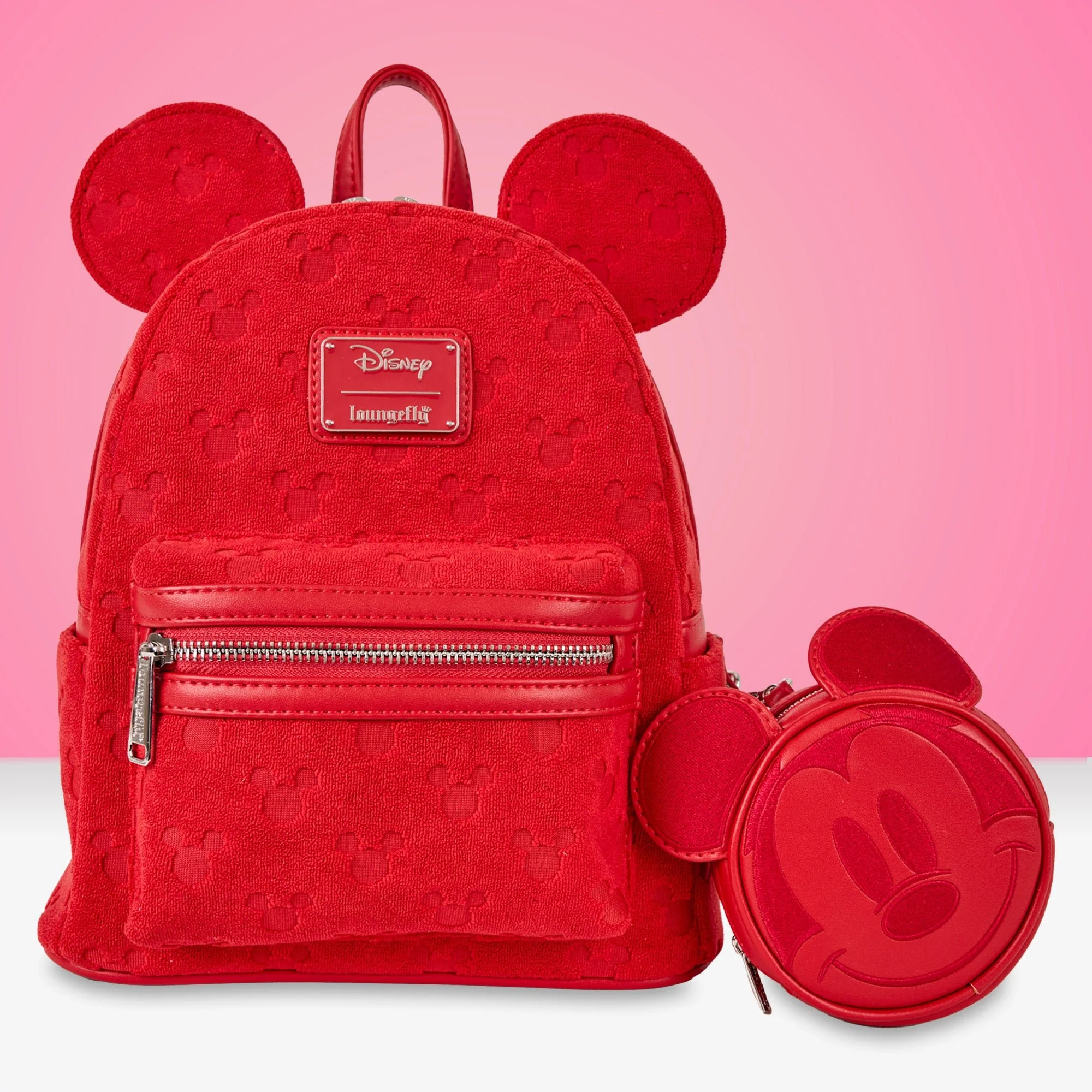 Loungefly x Disney Mickey Silhouette Burnout Red Mini Backpack