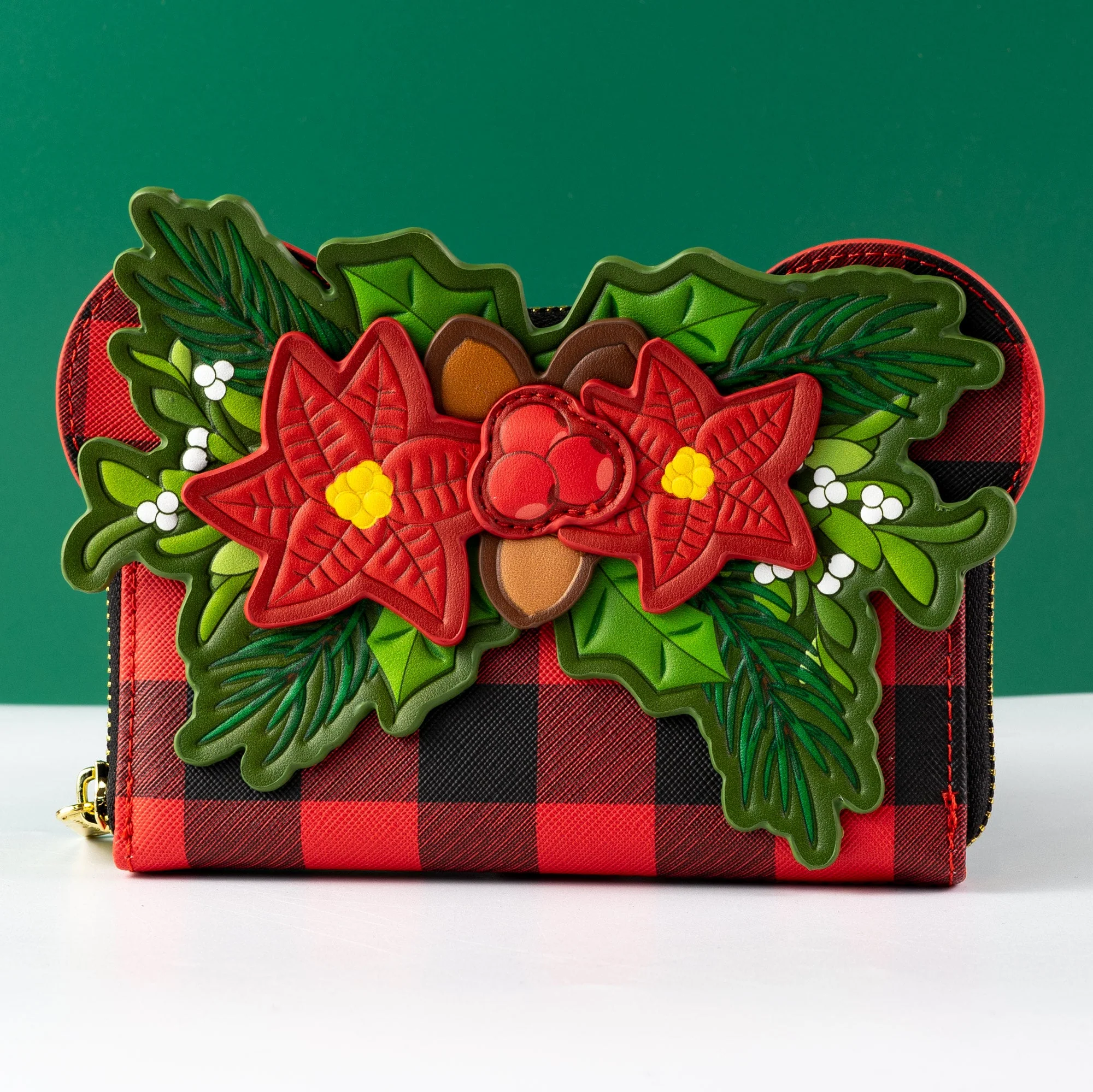 Loungefly x Disney Mickey Mouse Christmas Mistletoe Plaid Wallet