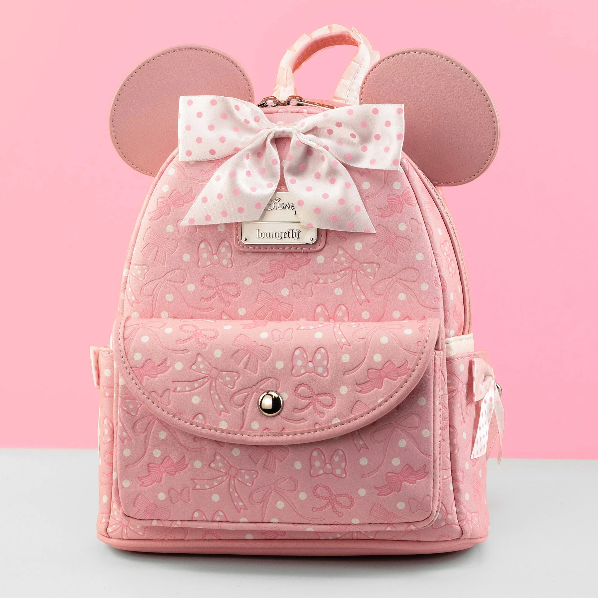 Loungefly x Disney Minnie Mouse Pink Debossed Bows Mini Backpack