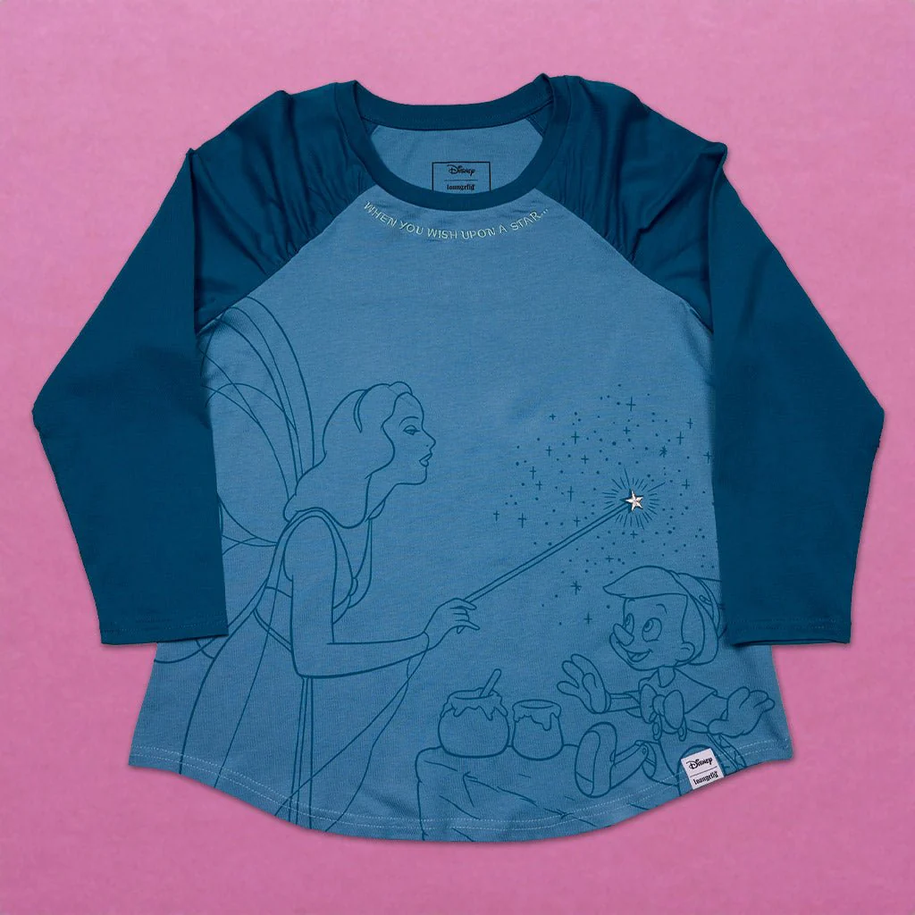Loungefly x Disney Pinocchio Blue Fairy Shirred Raglan Tee