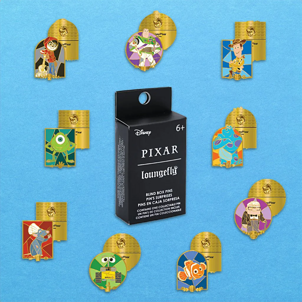 Loungefly x Disney Pixar Character Stained Glass Blind Box Mystery Pin