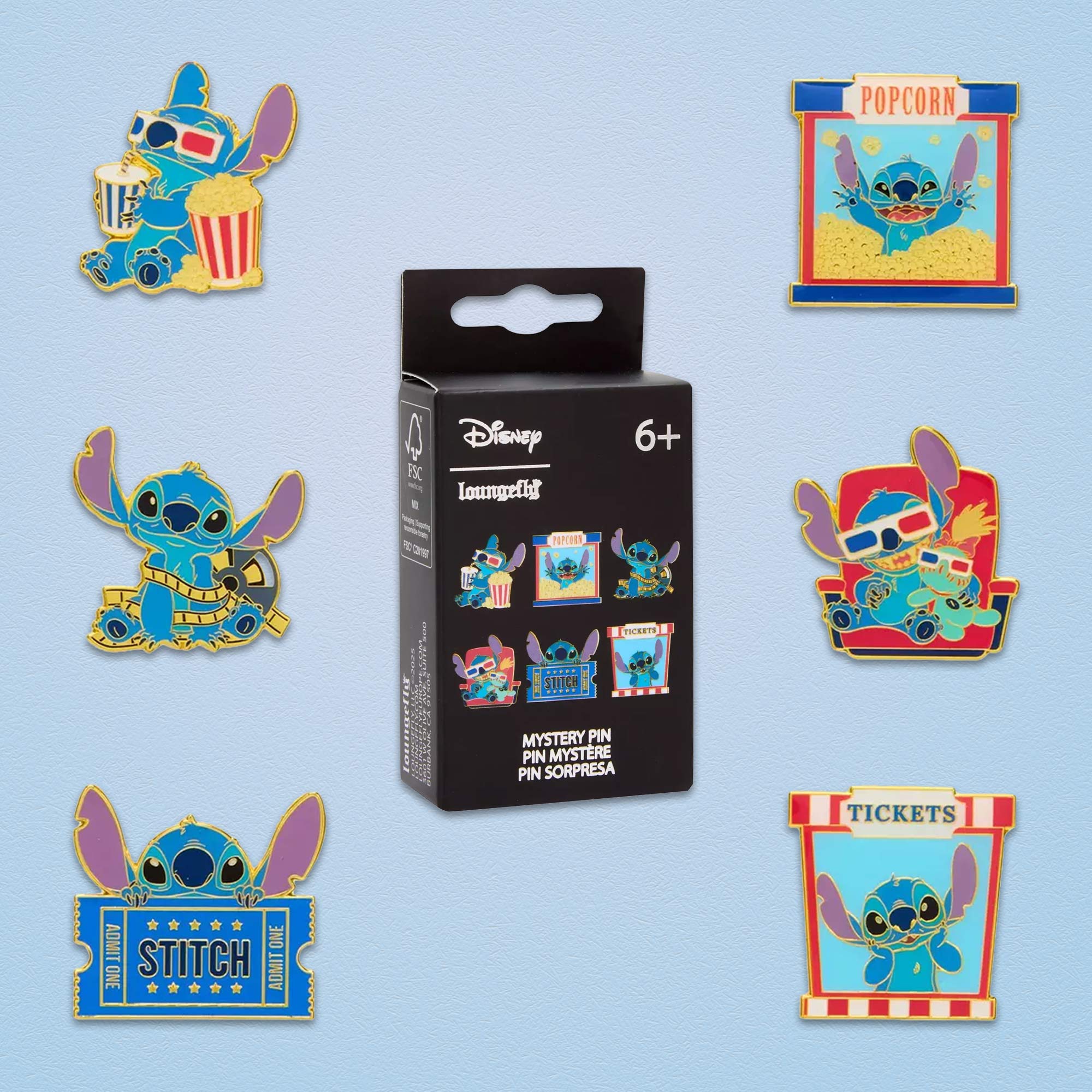Loungefly x Disney Stitch at the Movies Blind Box Mystery Pin