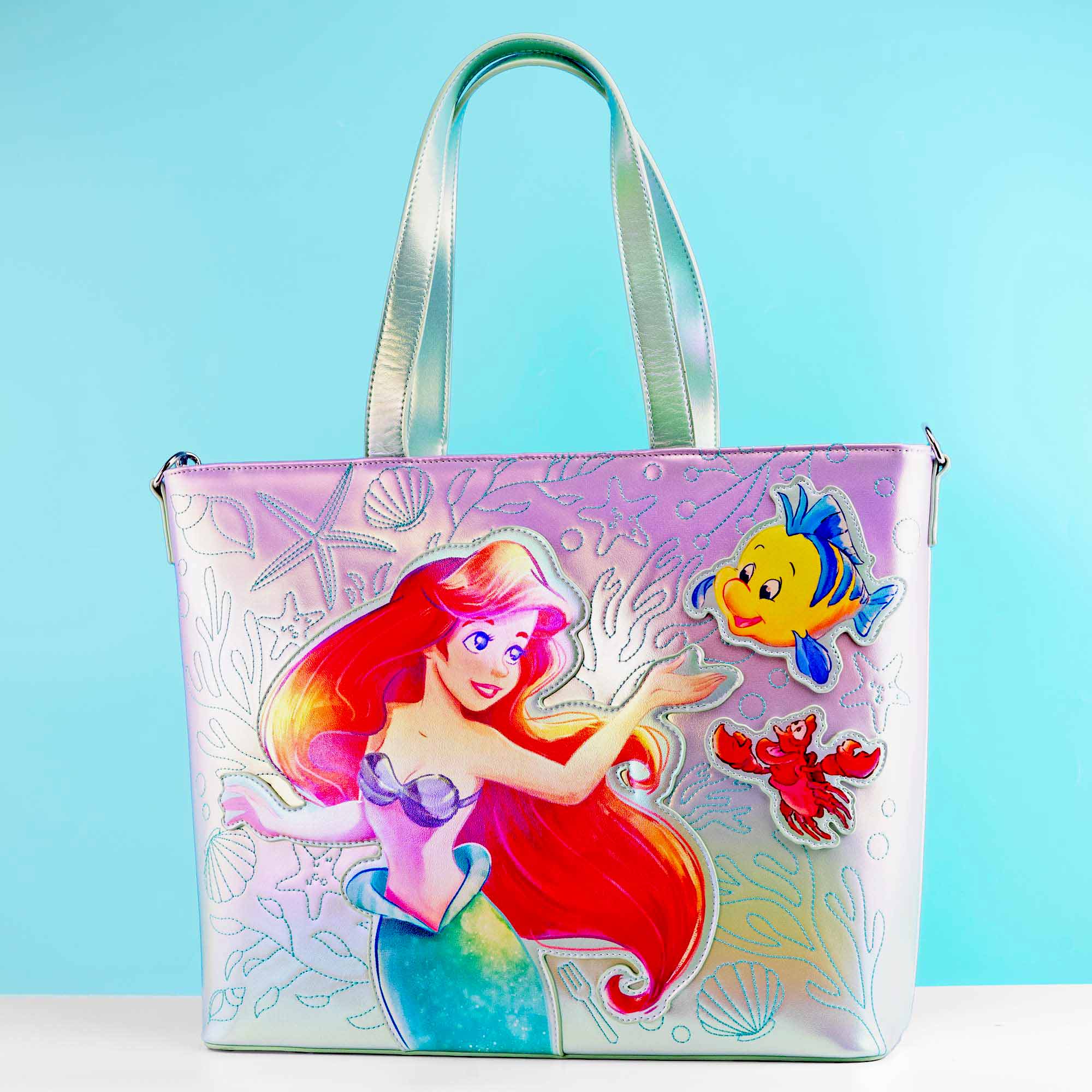 Loungefly x Disney The Little Mermaid Ariel & Flounder Tote Bag With Coin Bag
