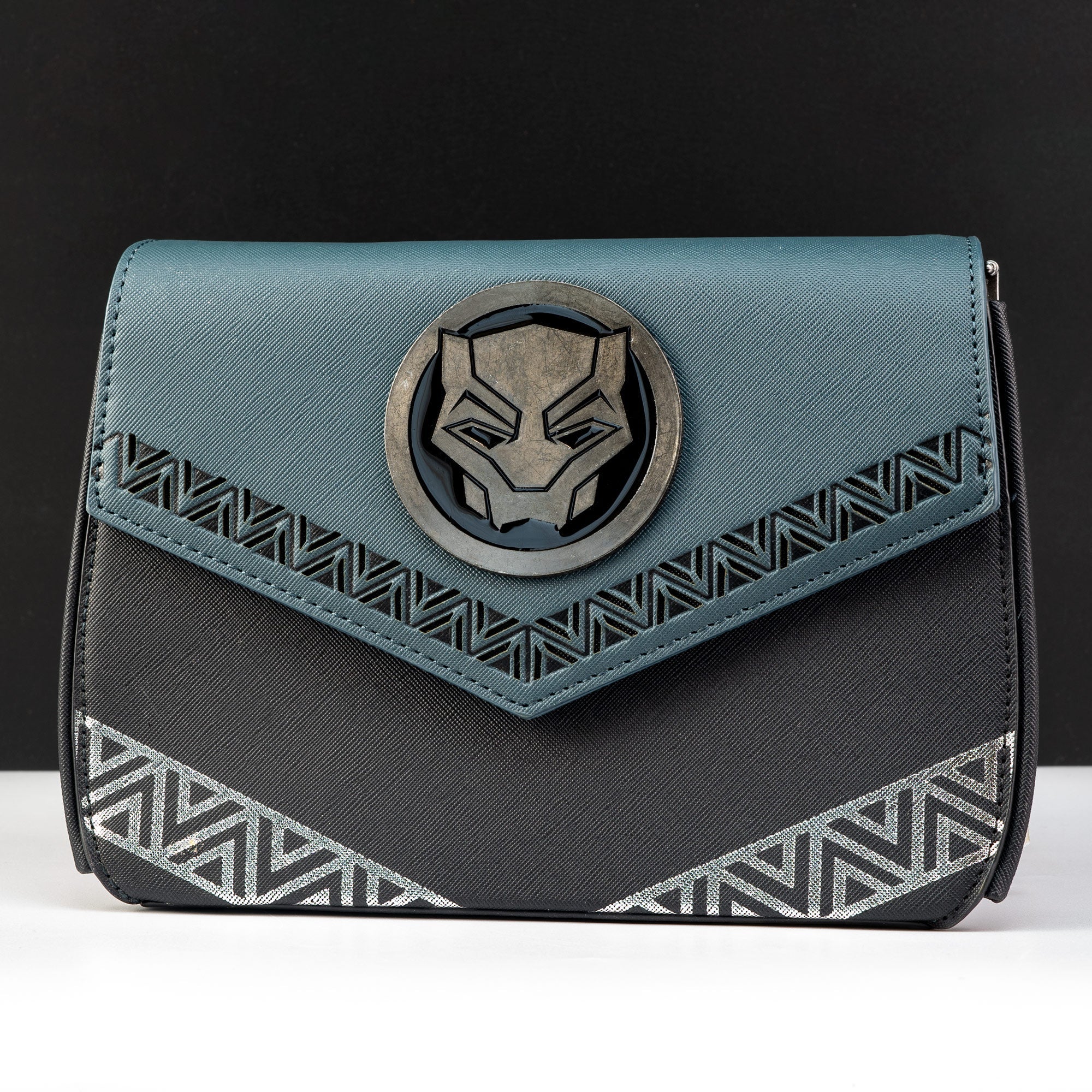 Loungefly x Marvel Black Panther Distressed Metal Hardware Crossbody Bag