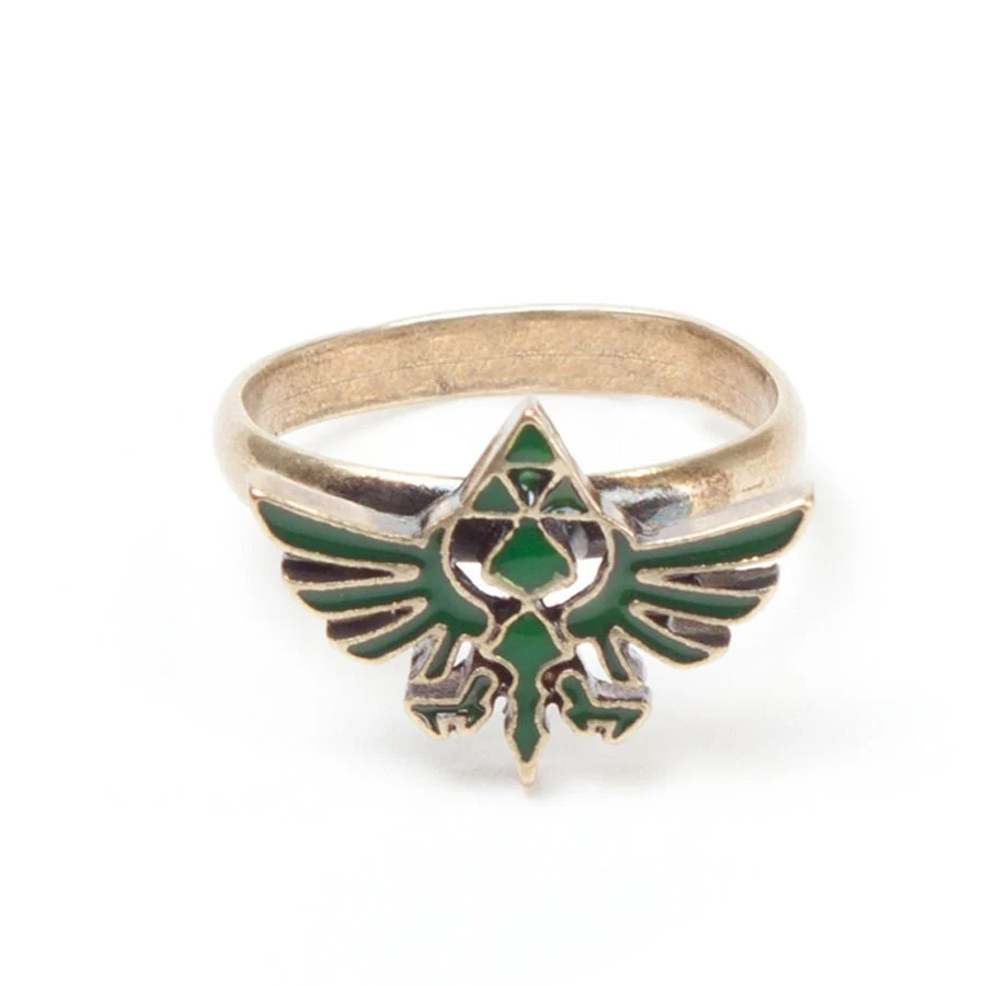 The Legend of Zelda Gold Ring with Green Triforce Logo - Image 3